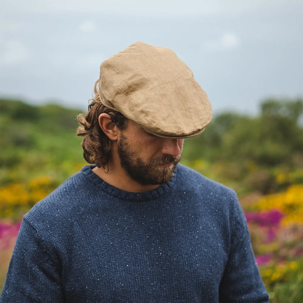 Linen Flat Cap - Camel