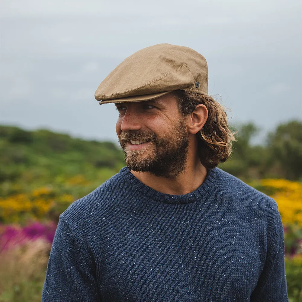 Linen Flat Cap - Camel