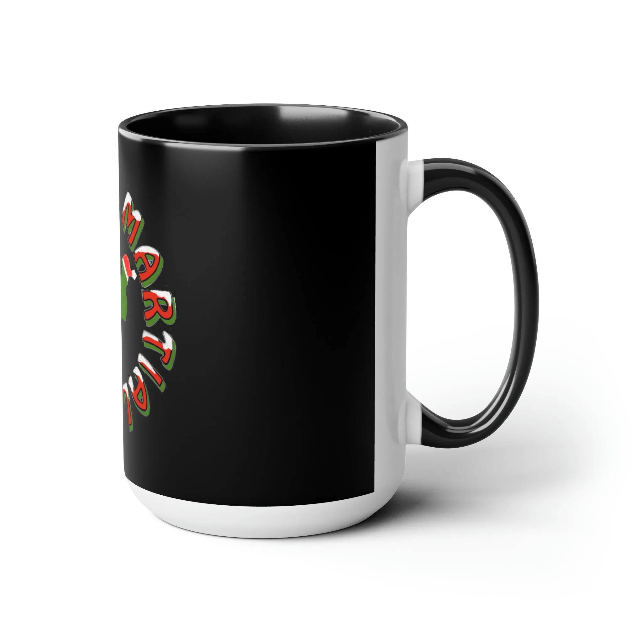 Link's Martial Arts Holiday Logo Two-Tone Coffee Mugs, 15oz