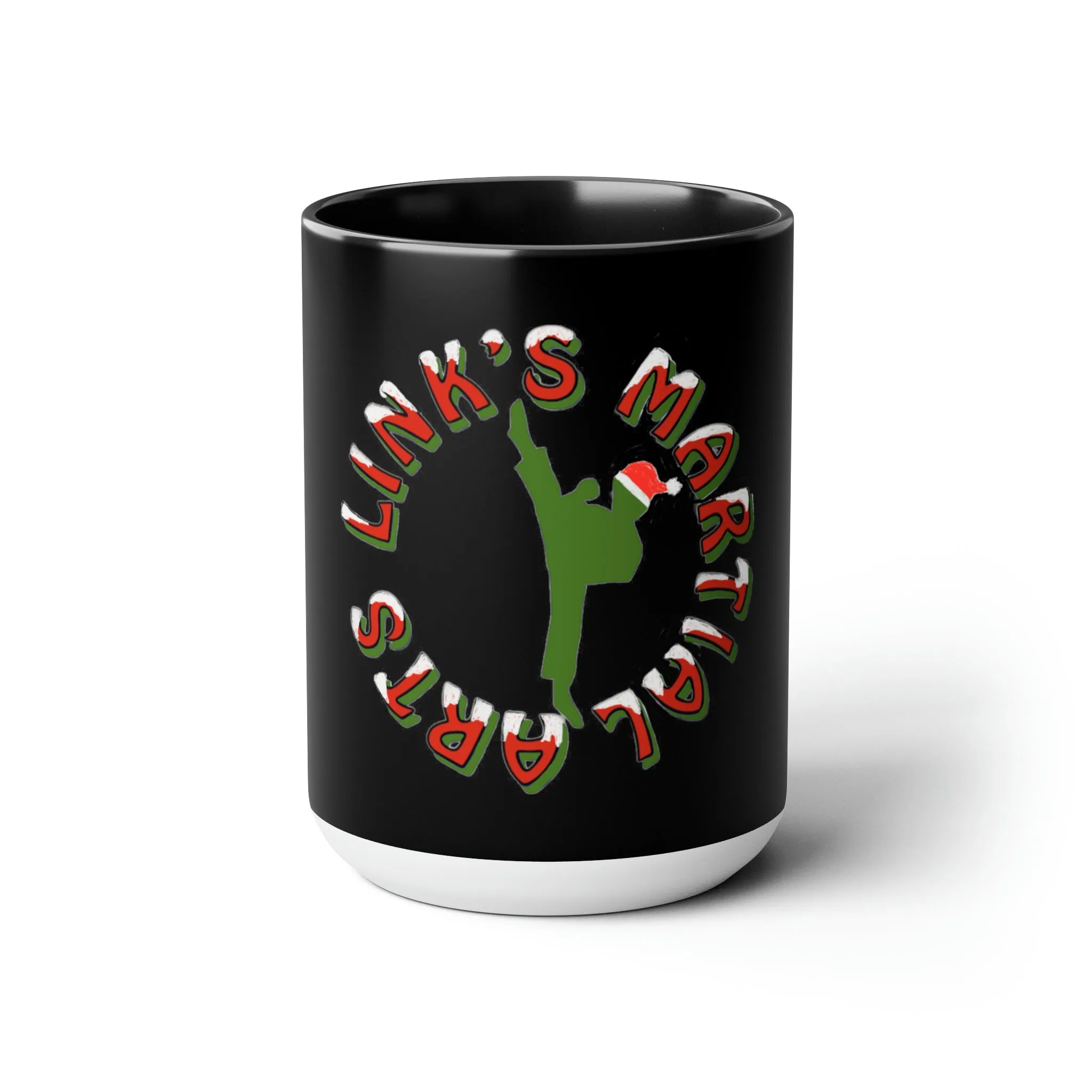 Link's Martial Arts Holiday Logo Two-Tone Coffee Mugs, 15oz