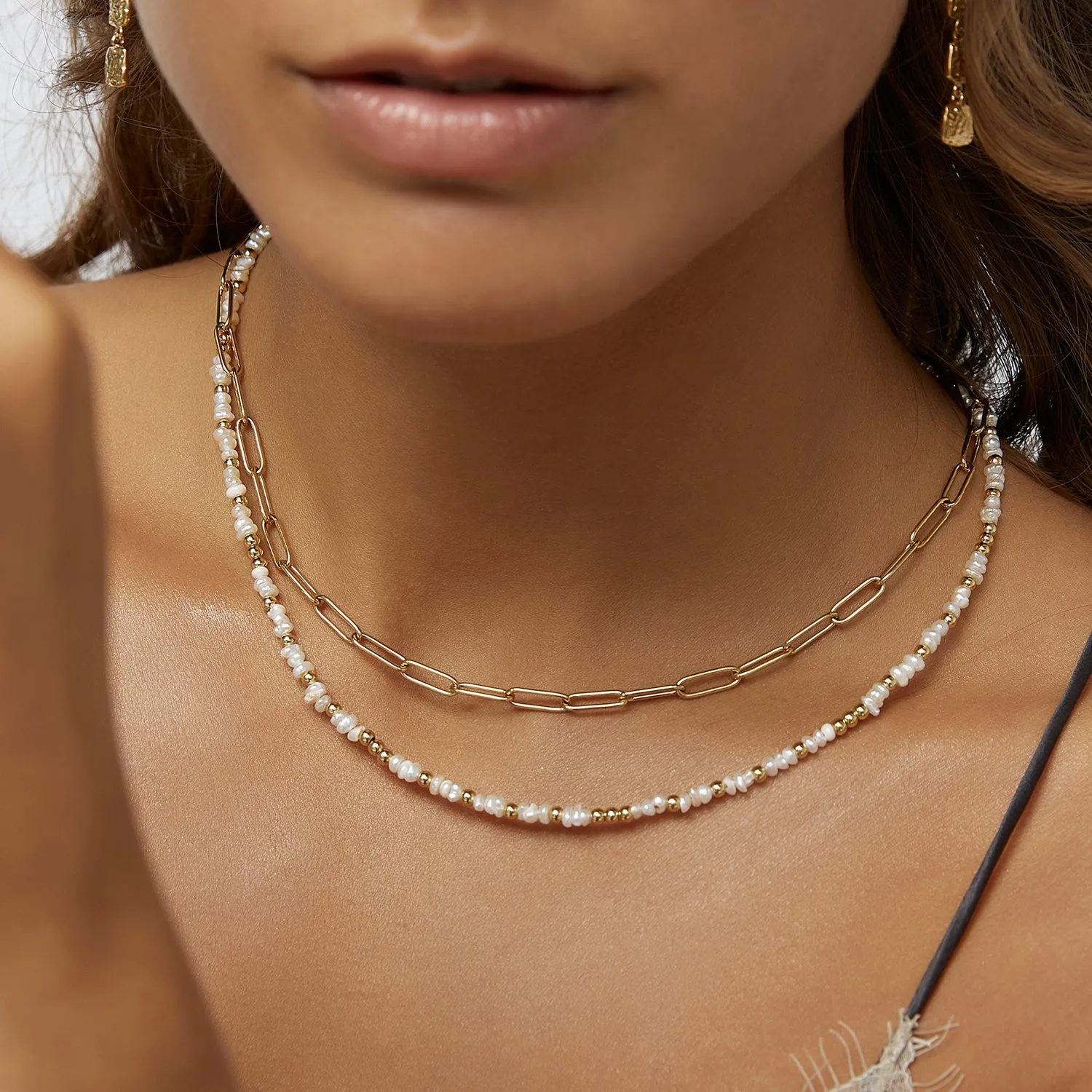 Lucia Pearl and Gold Necklace