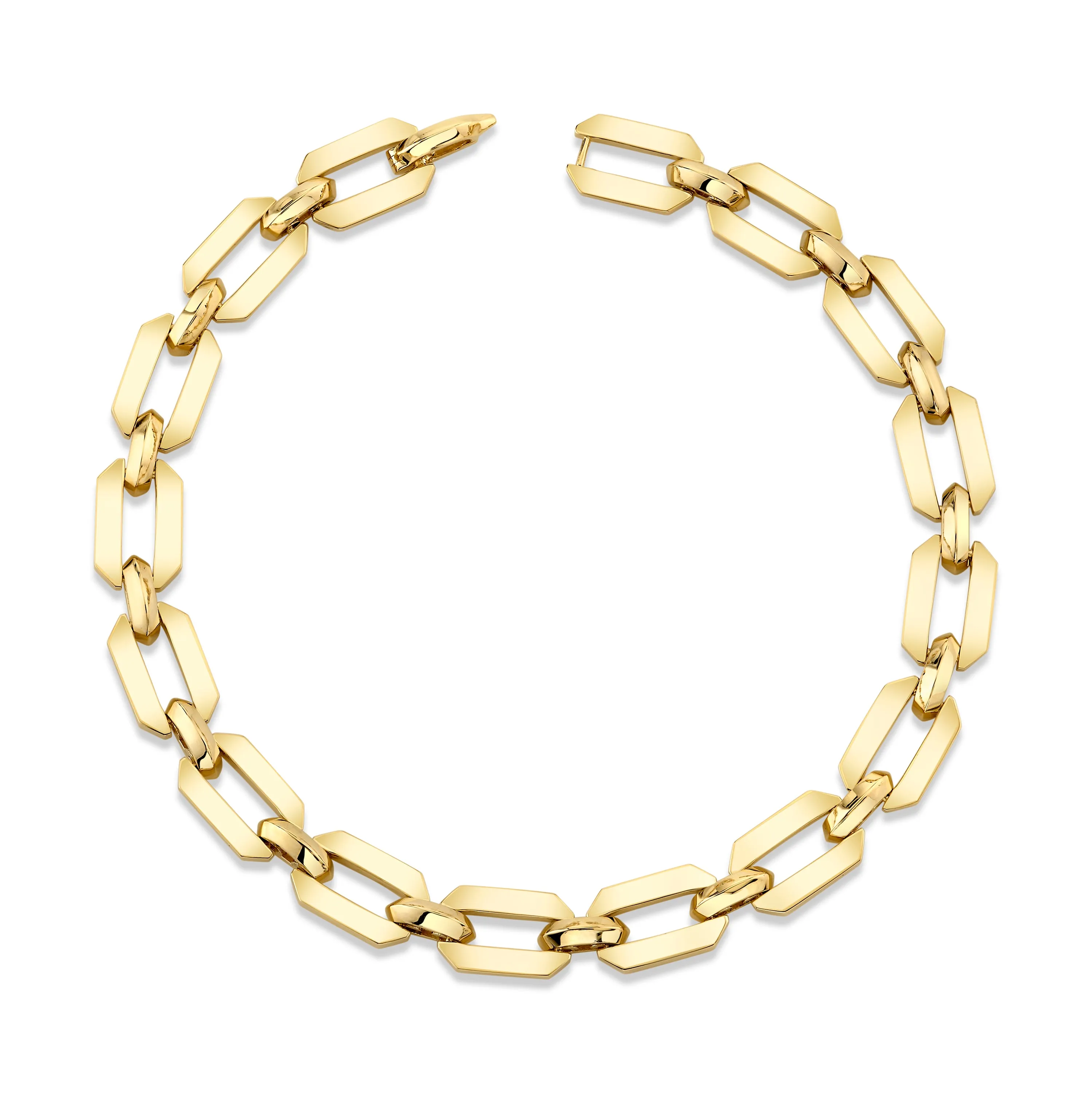 MEN'S SOLID GOLD FLAT GEO LINK BRACELET