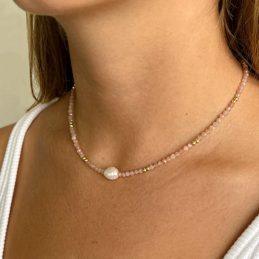 Mila Gemstone and Pearl Choker