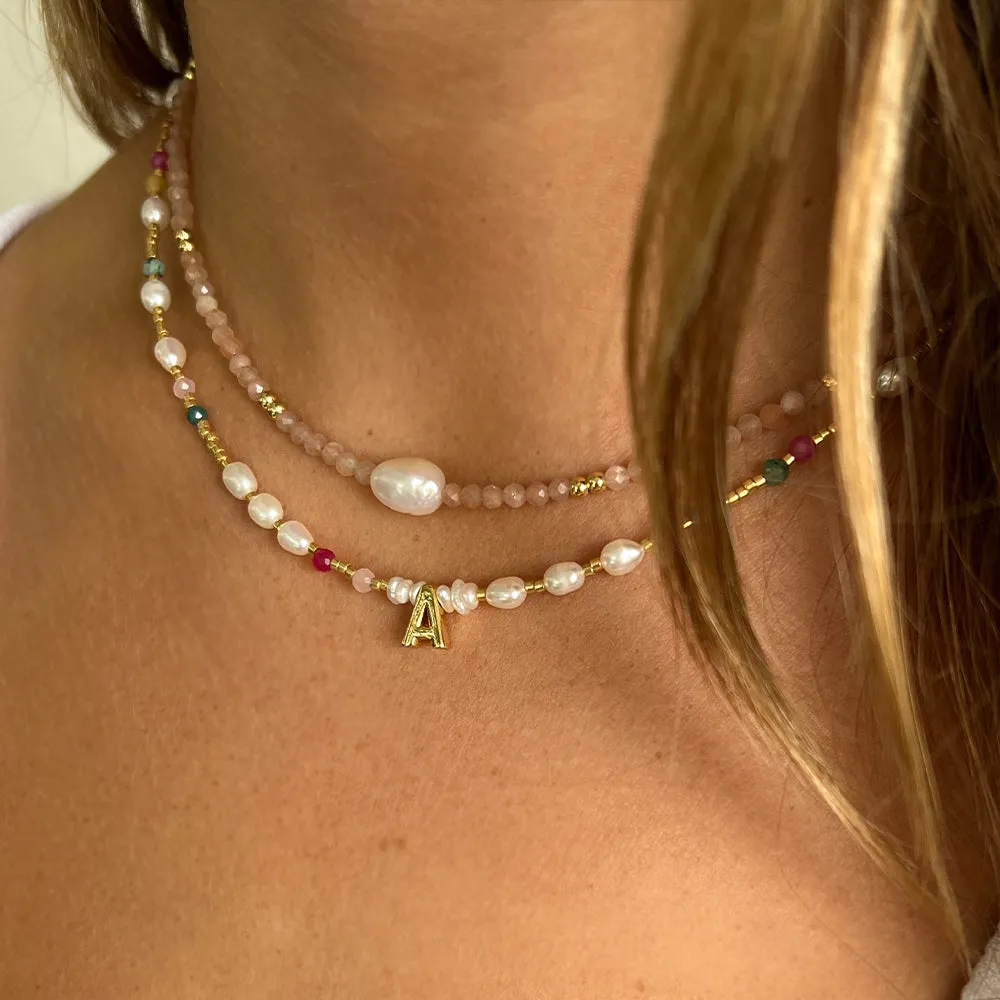 Mila Gemstone and Pearl Choker