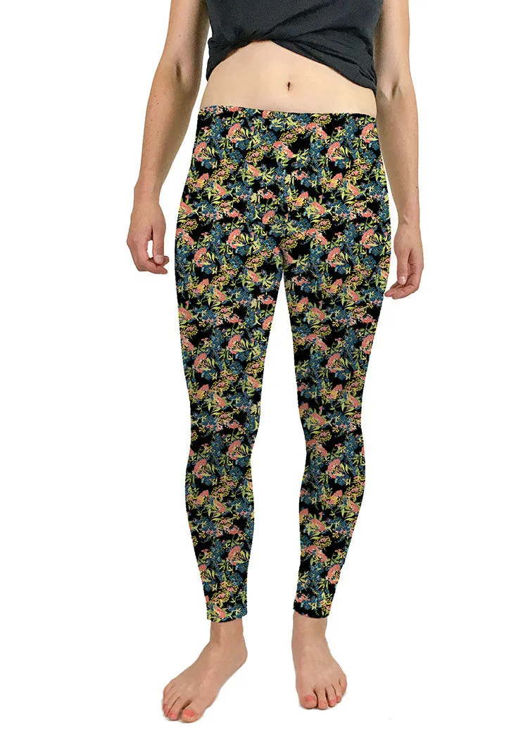 Multi Colored Floral Legging on Black