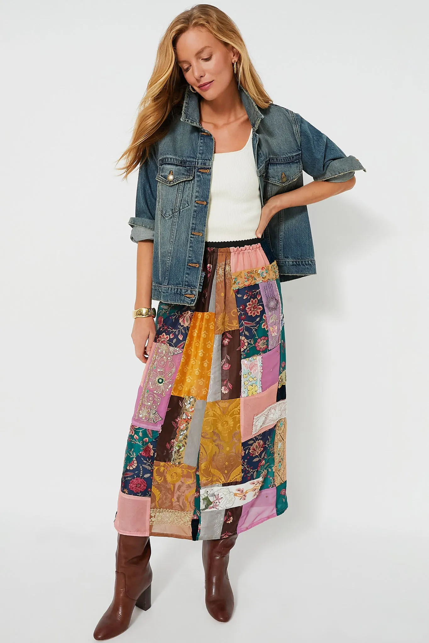 Multi Phoebe Patchwork Skirt