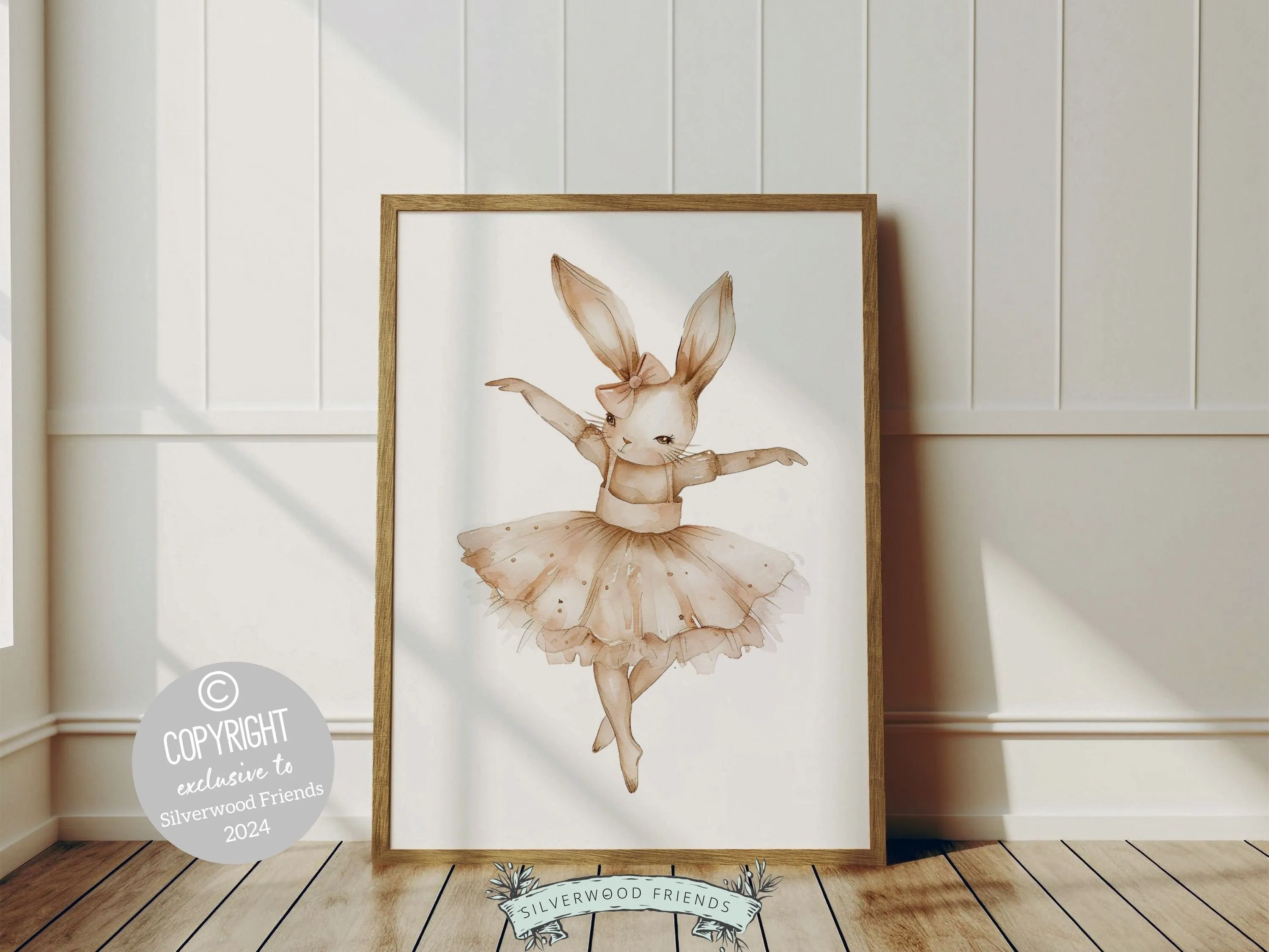 Neutral Ballerina Bunny Nursery Prints - Set 2