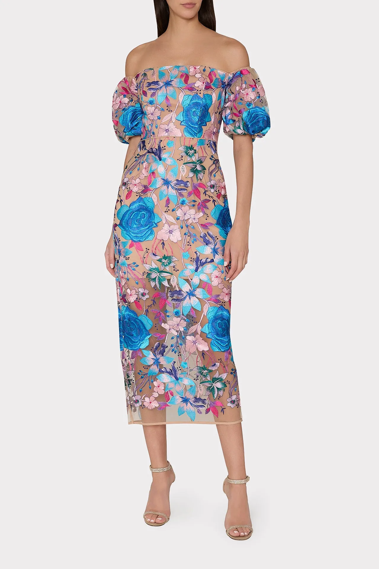 Nira Fall Floral Embroidered Dress