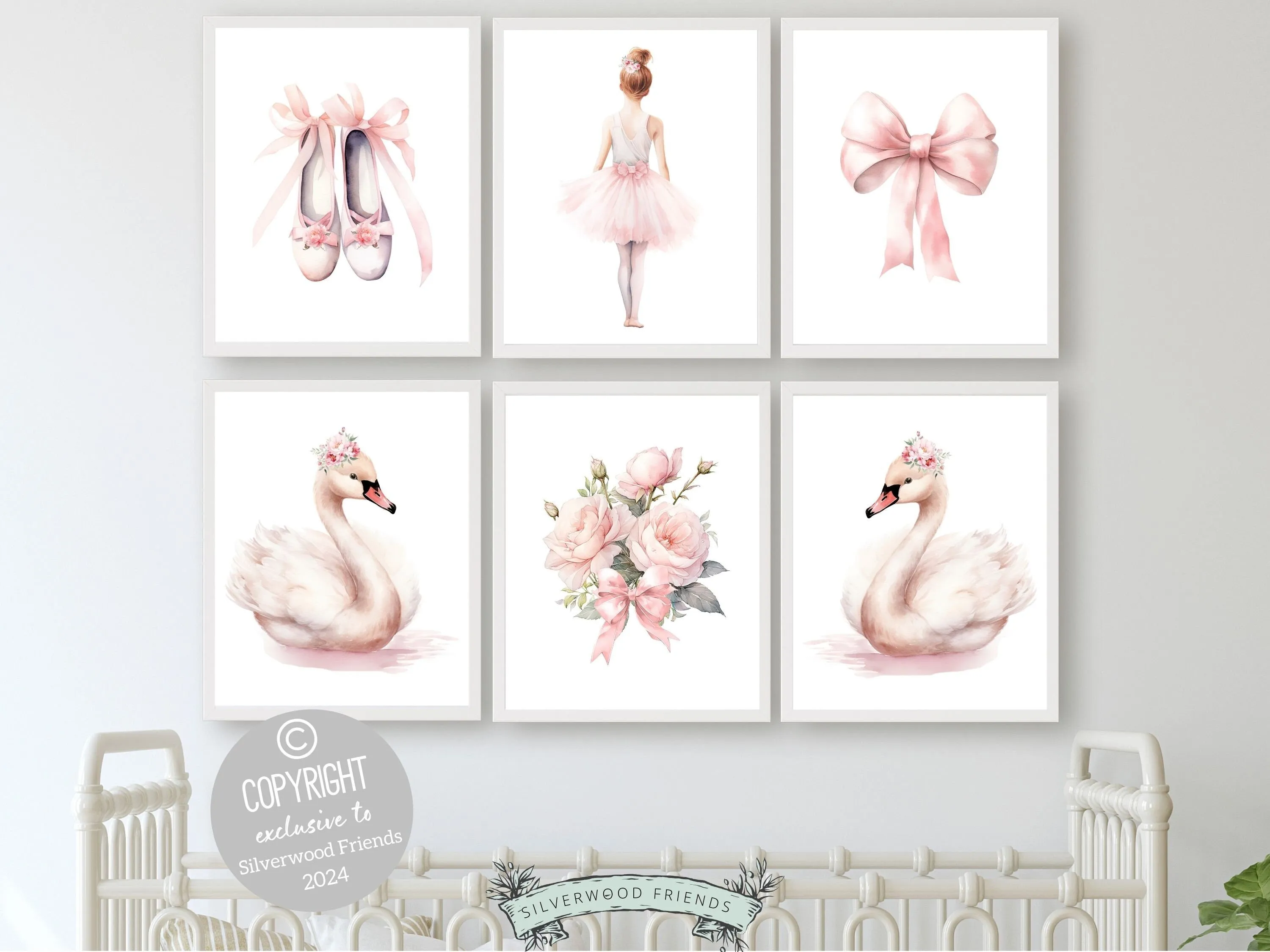 Pink Ballet Nursery Prints - Set of 6