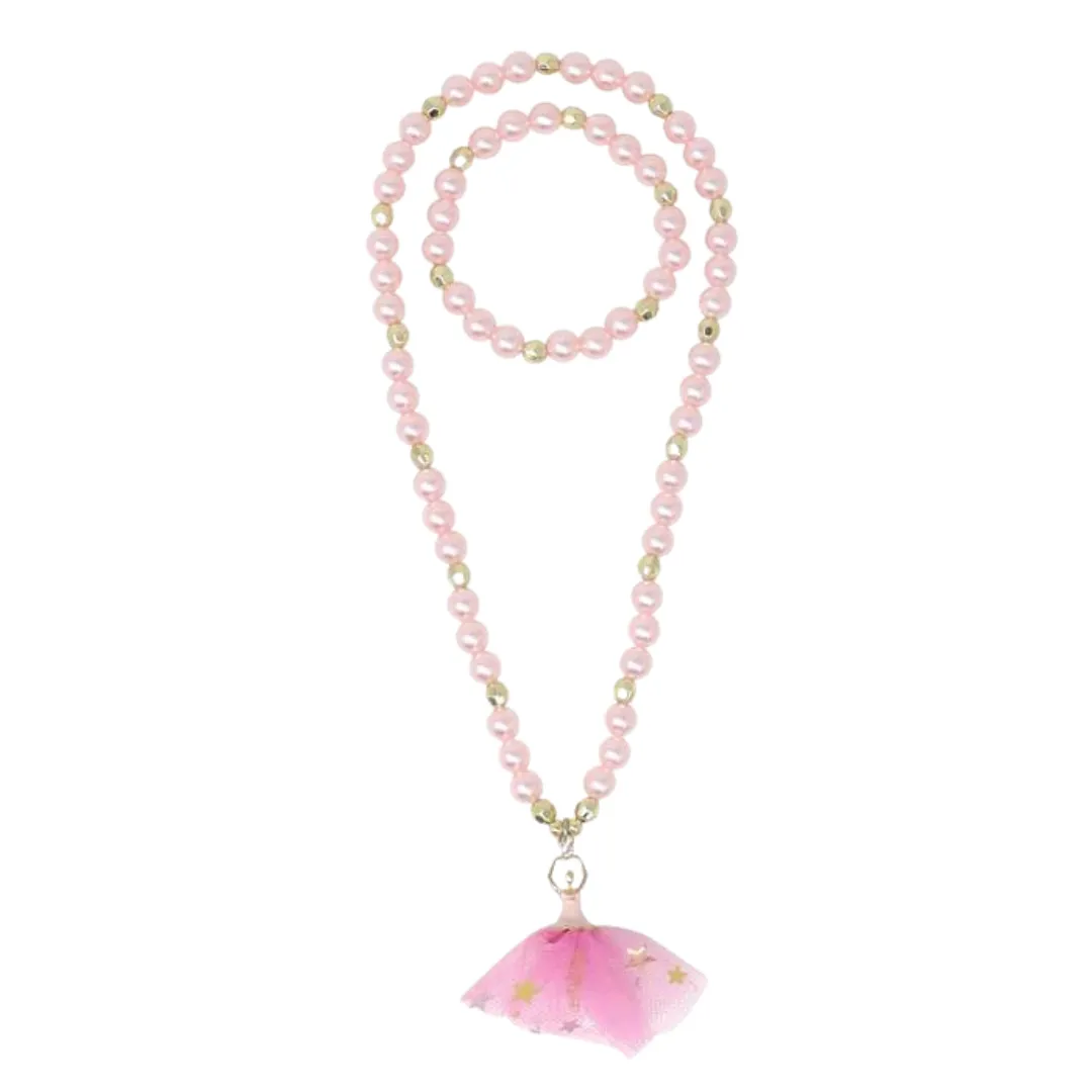 Pink Poppy Ballerina Charm Necklace & Bracelet Set