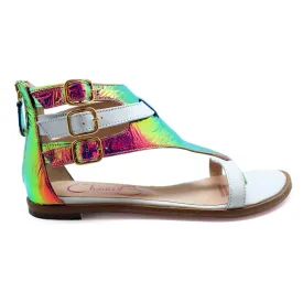 Piston - Fuchsia Foil flat sandal