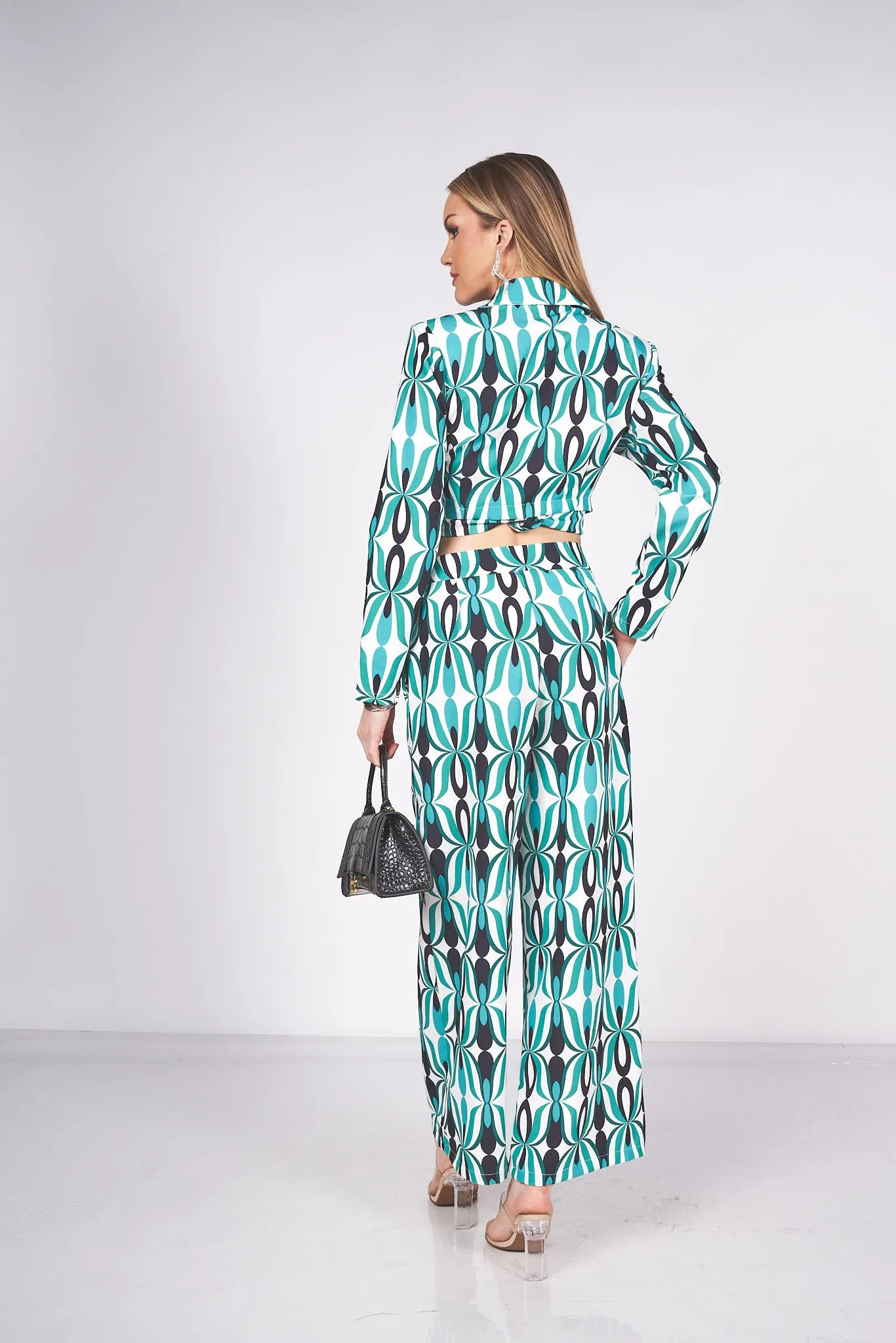 Printed Blazer and Pants Set