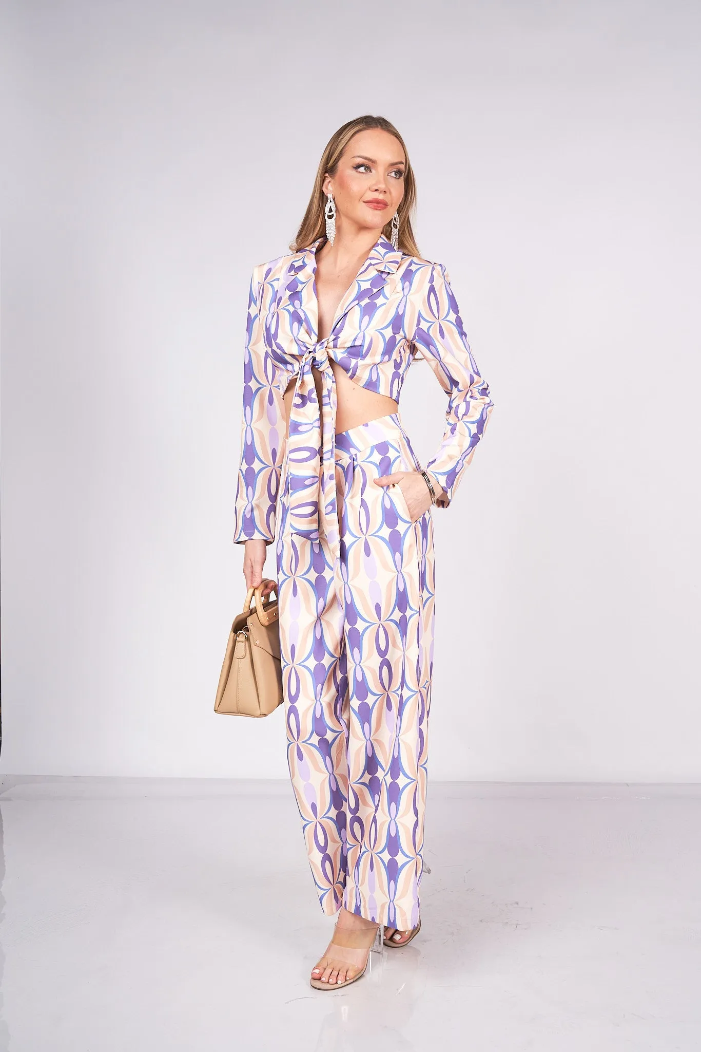 Printed Blazer and Pants Set