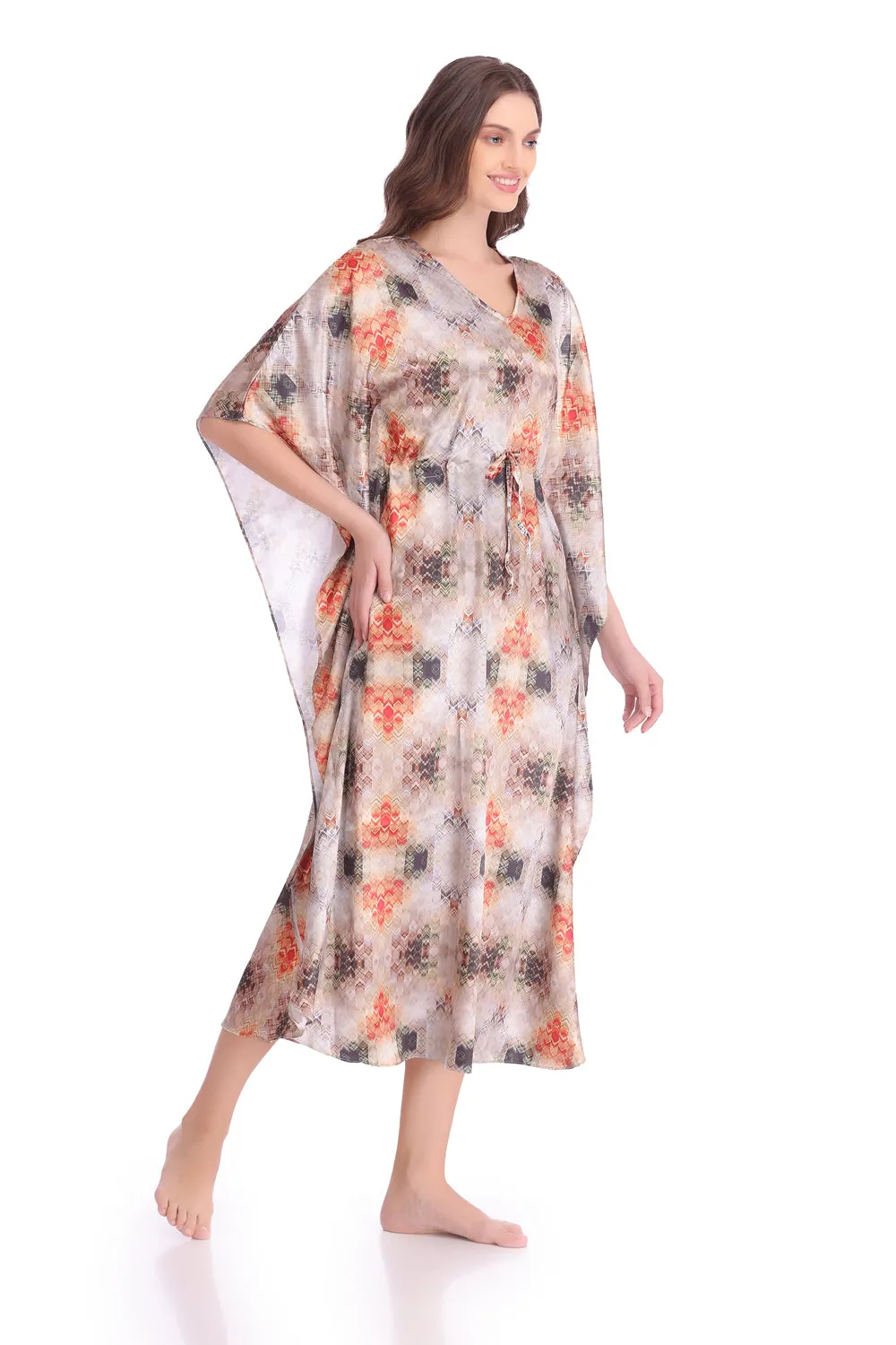 Printed Satin Kaftan