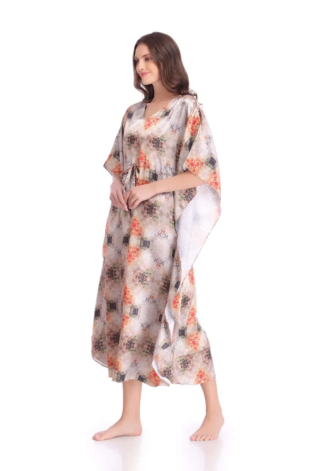 Printed Satin Kaftan