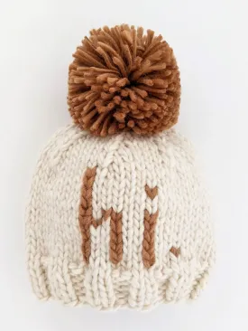 "Hi." Knit Beanie, Pecan