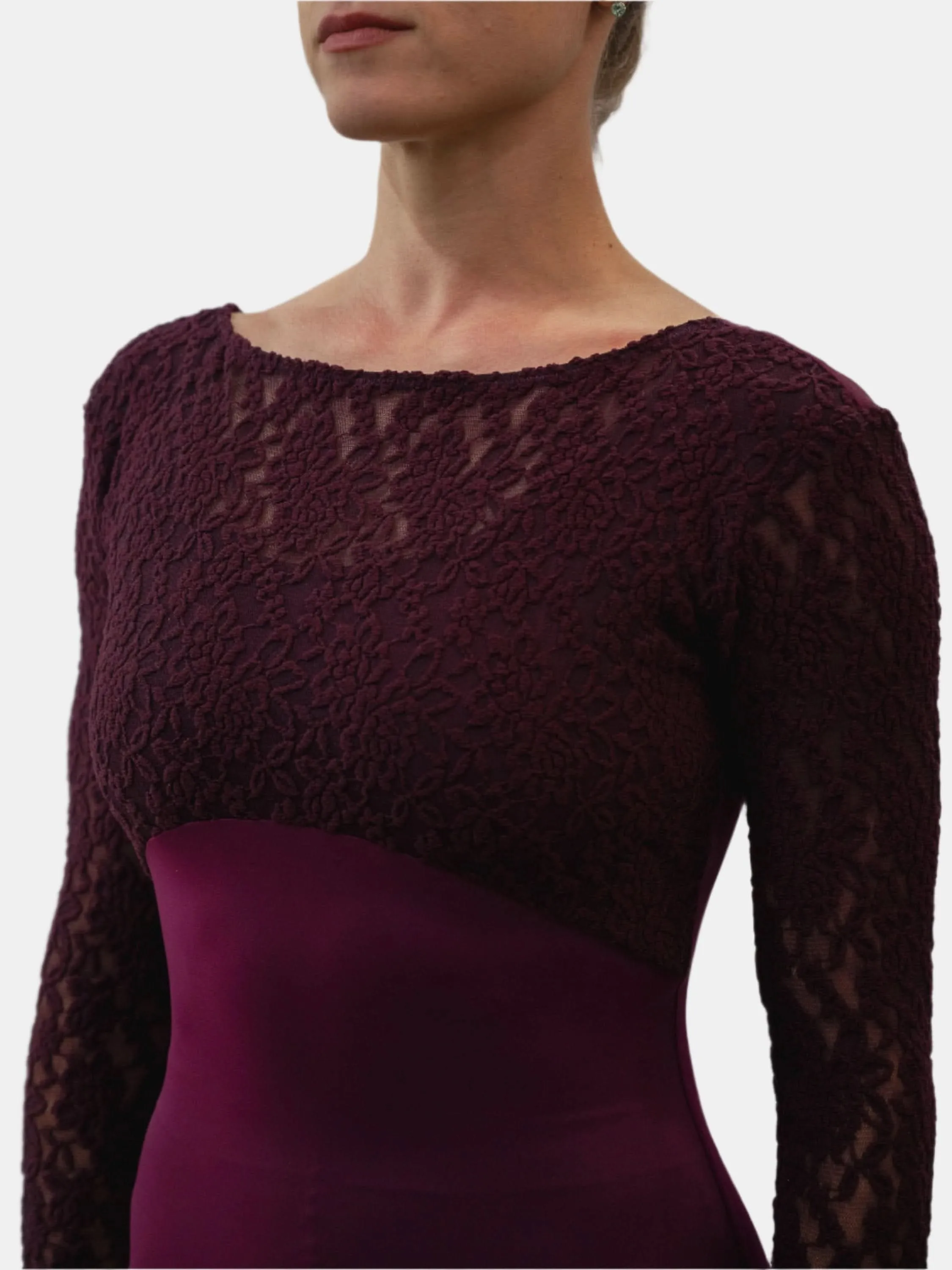 Red-purple Dance Long Sleeve Leotard MP617