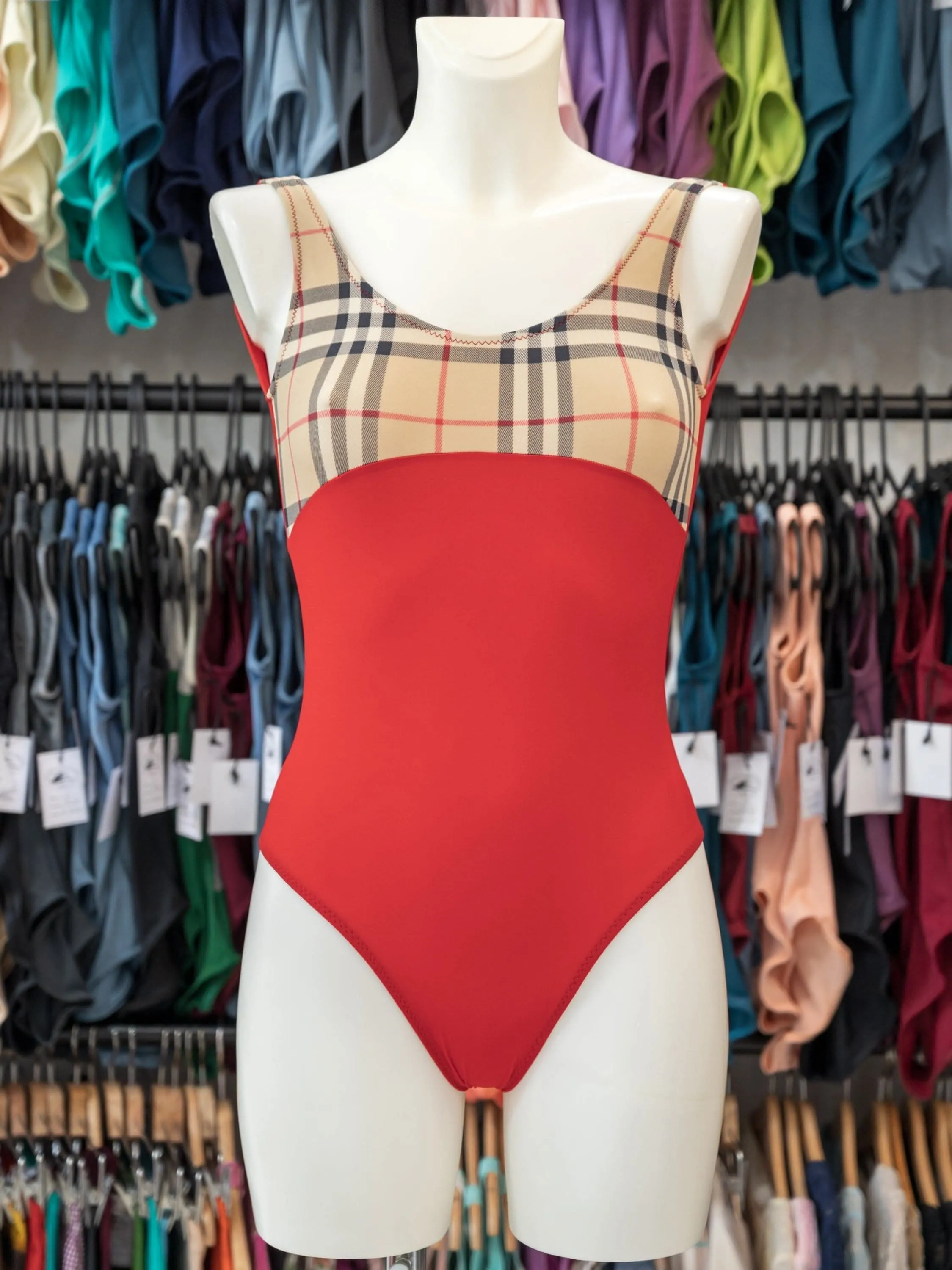 Red Tartan Dance Tank Leotard MP111