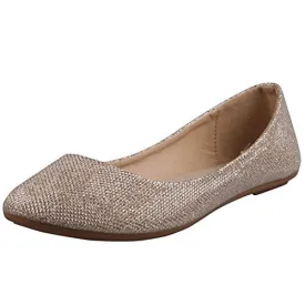 REFRESH DEMI-07 Women's Glitter Shinny Ballerina Ballet Slip On Flats,9 B(M) US,Gold