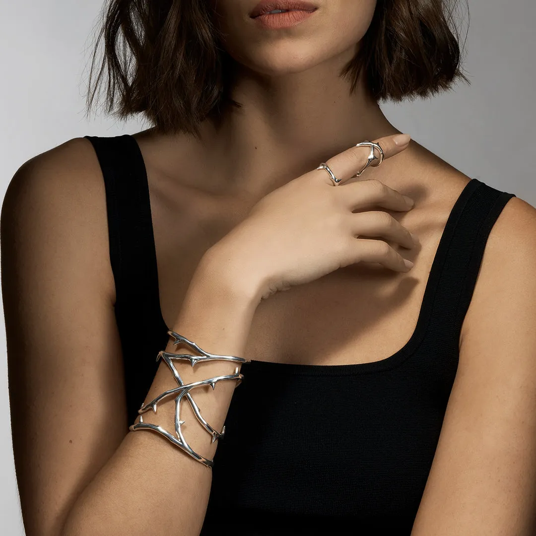 Rose Thorn Cuff - Silver