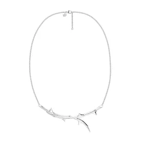 Rose Thorn Horizontal Necklace - Silver