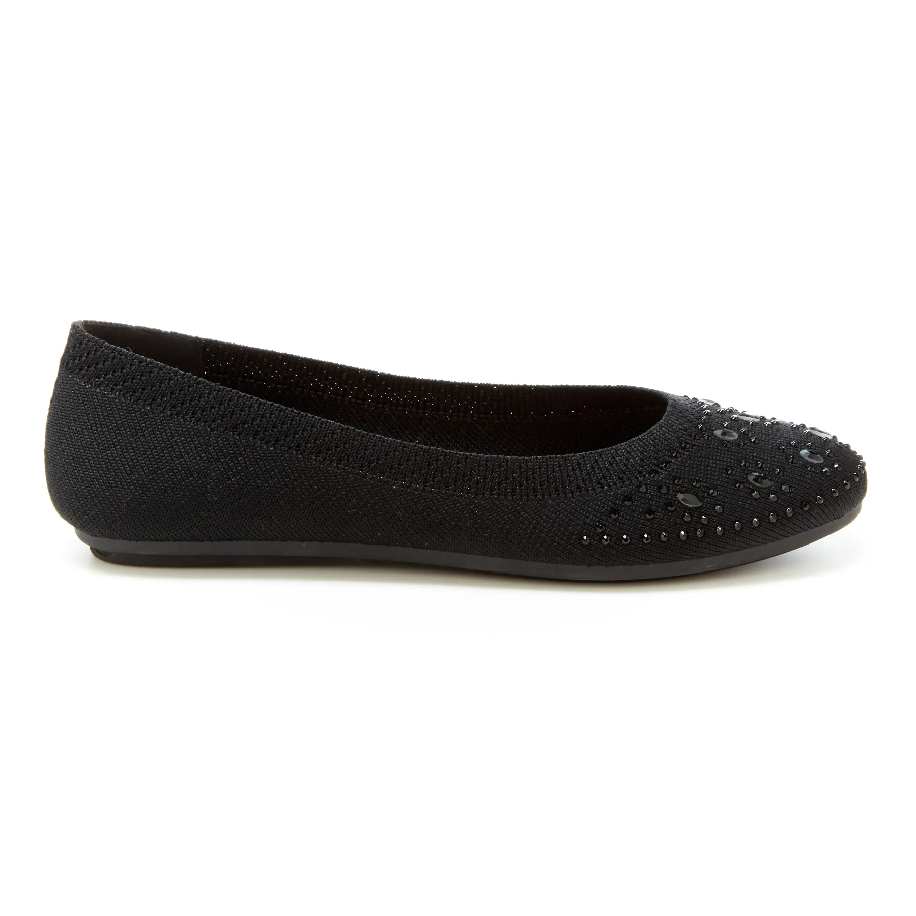 Round Toe Crystal Gem Knit Flats (Narcisa)