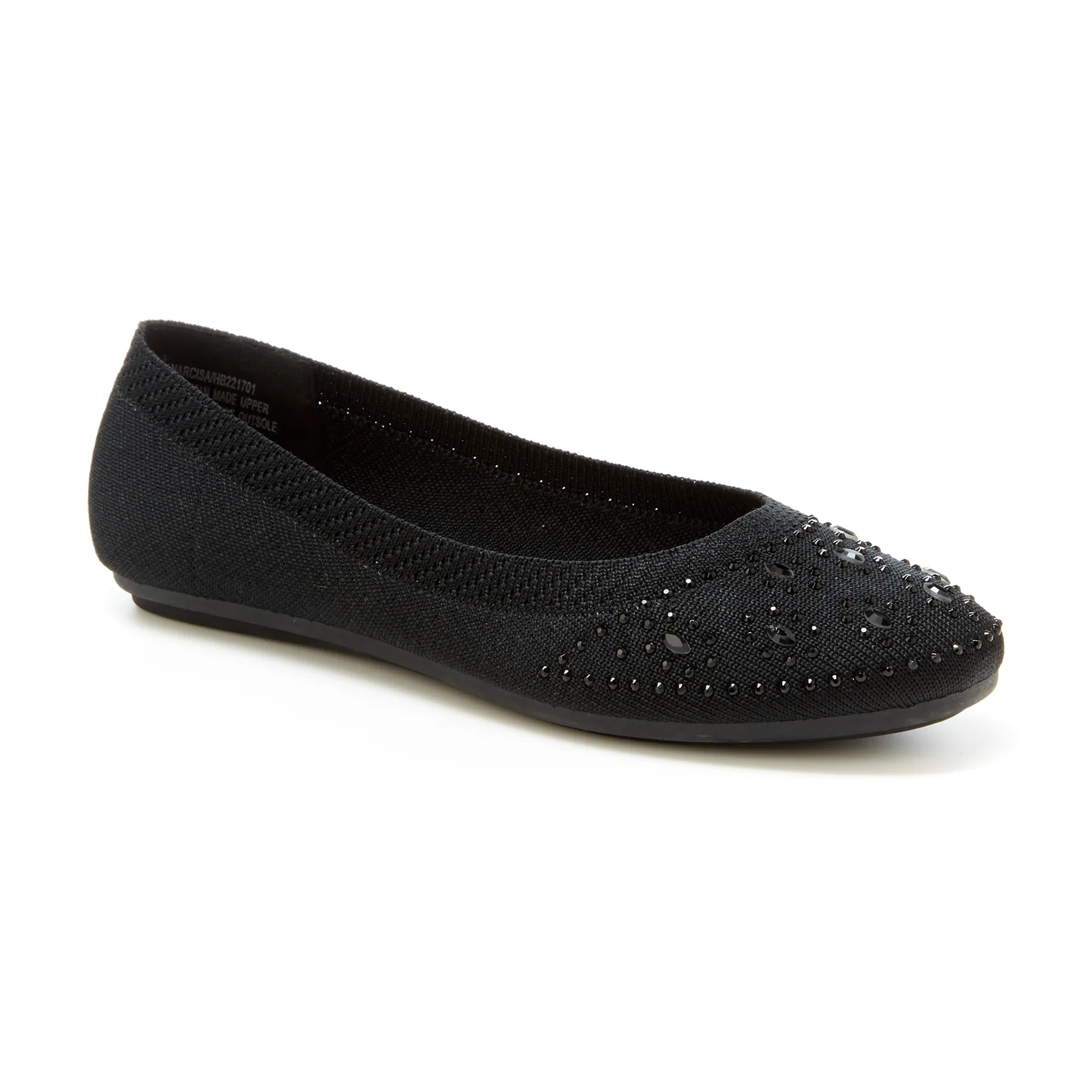 Round Toe Crystal Gem Knit Flats (Narcisa)