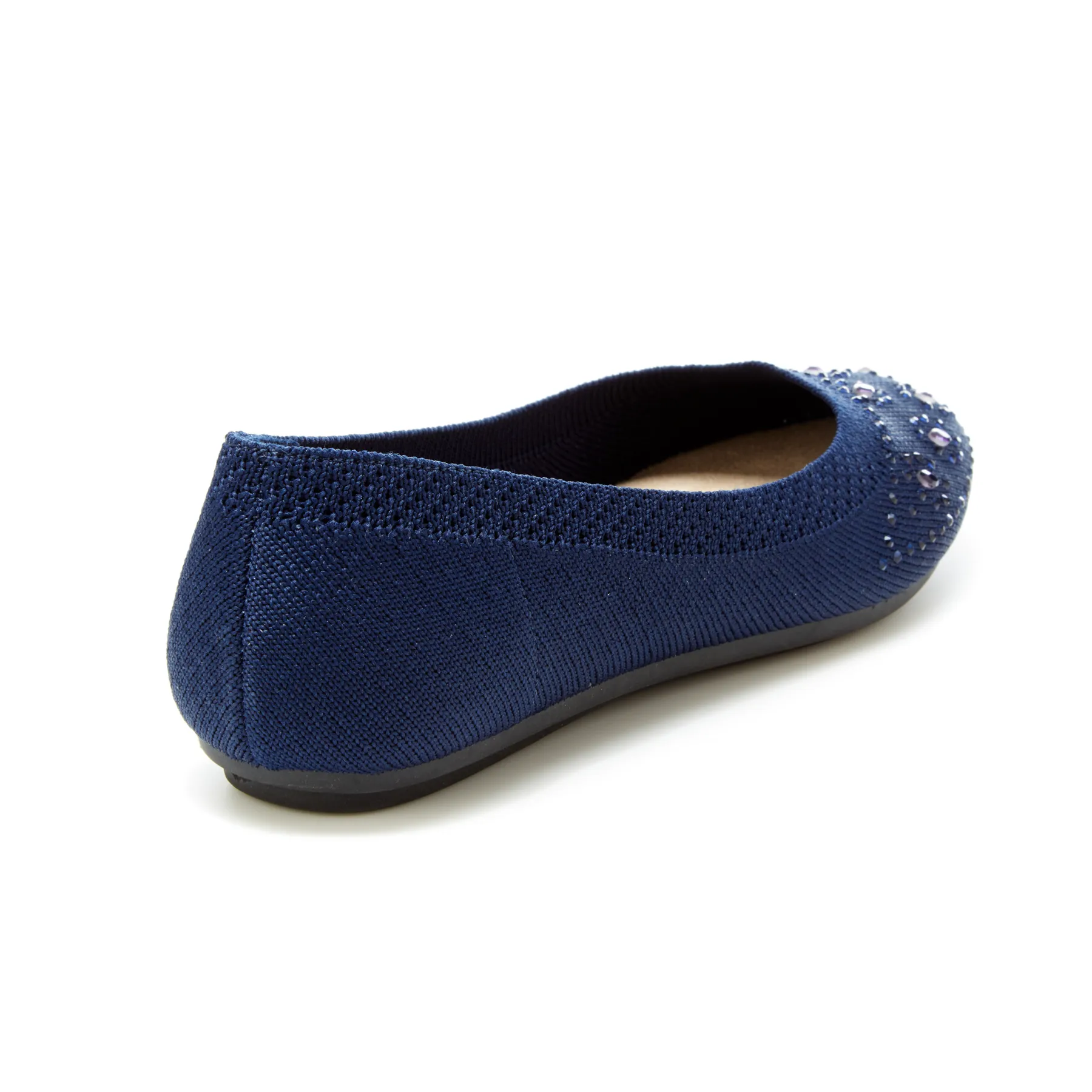 Round Toe Crystal Gem Knit Flats (Narcisa)