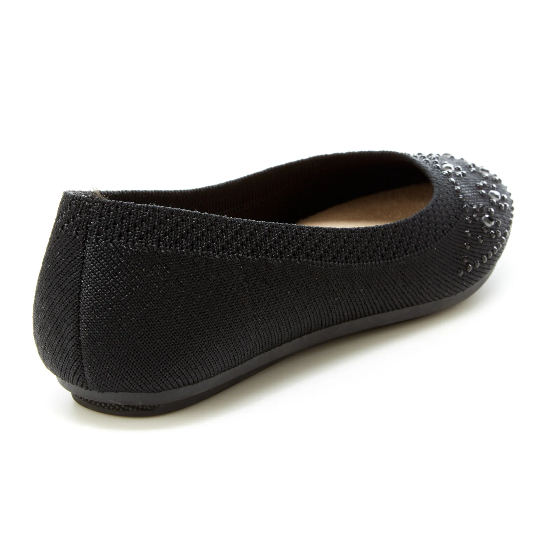 Round Toe Crystal Gem Knit Flats (Narcisa)