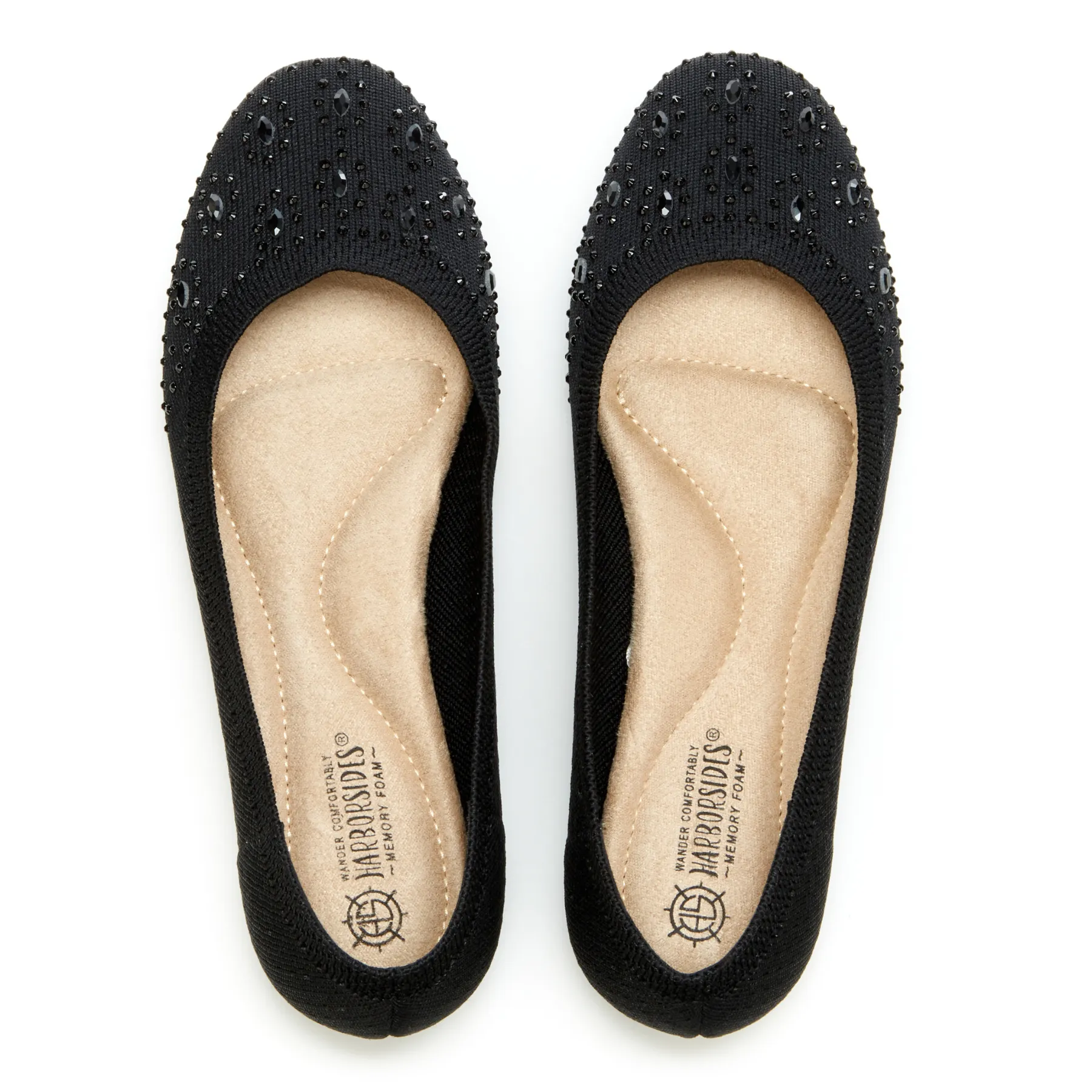 Round Toe Crystal Gem Knit Flats (Narcisa)