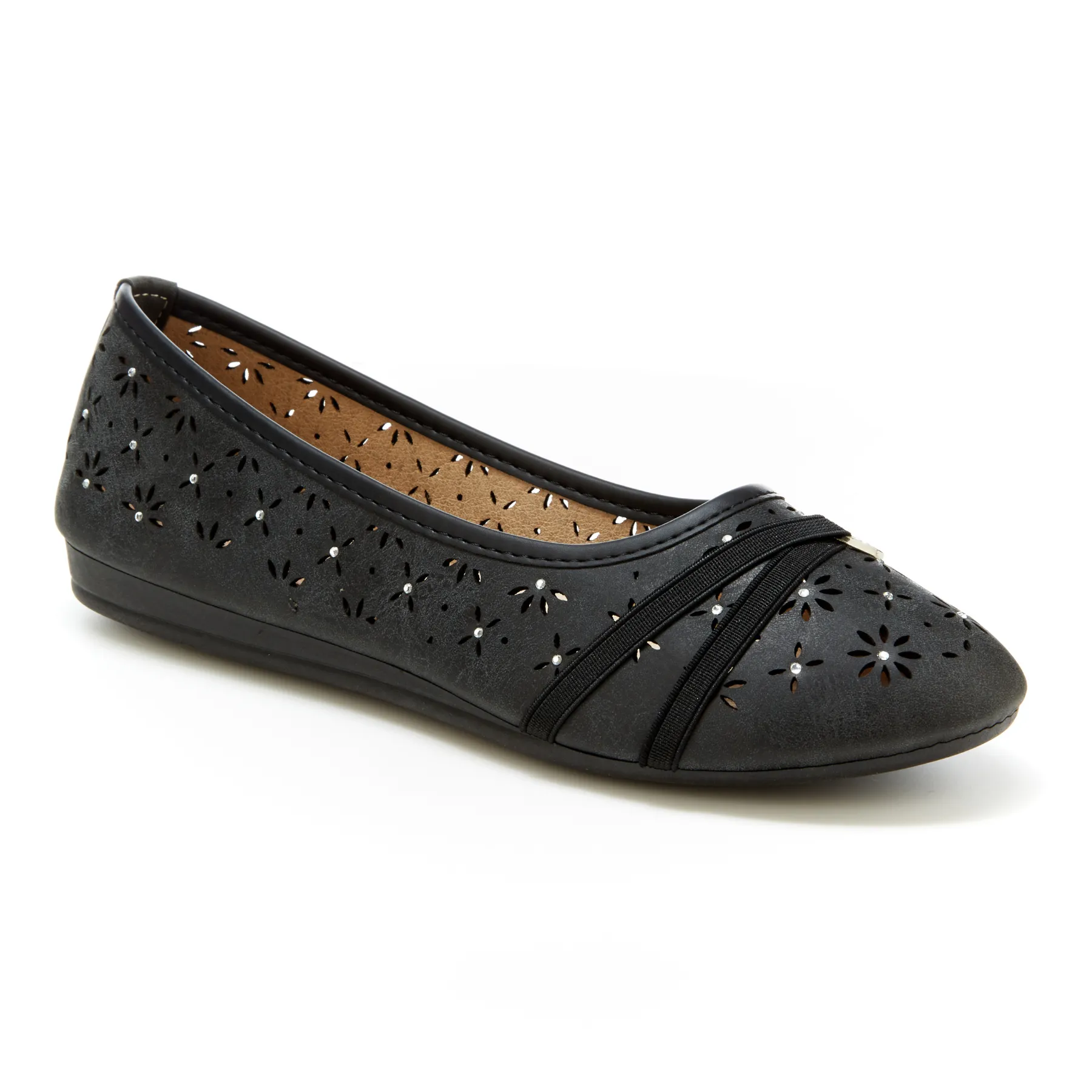 Round Toe Cut Out Ornament Strap Flats (Aaron)