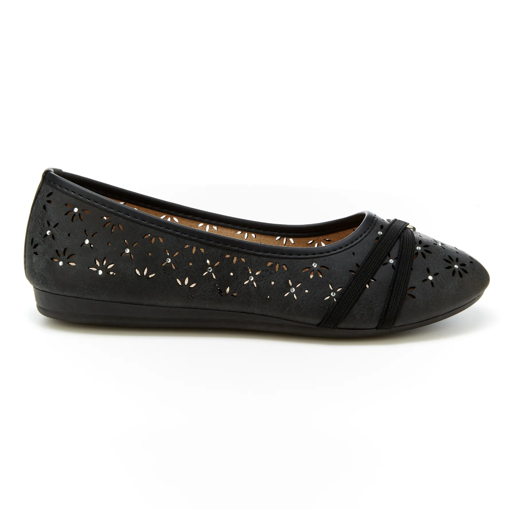 Round Toe Cut Out Ornament Strap Flats (Aaron)