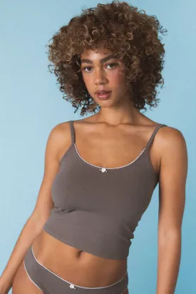 SCOOP BACK CAMI IN TAUPE