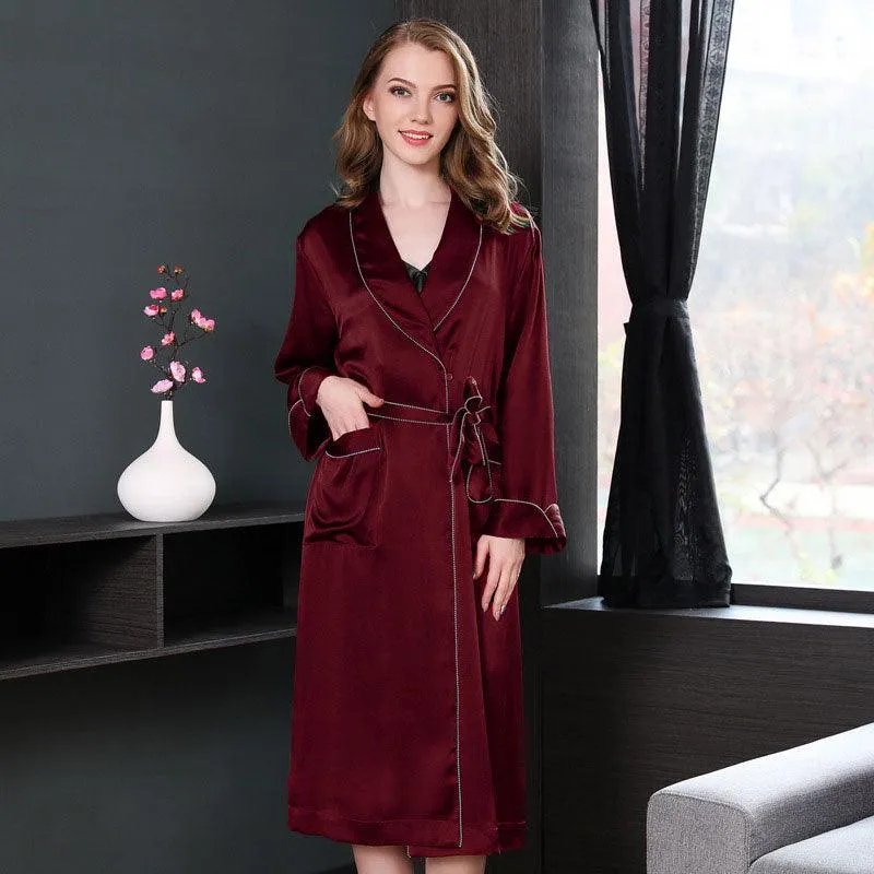 Silk Long Silk Full Length Breathably Silk Robe for Bridesmaids