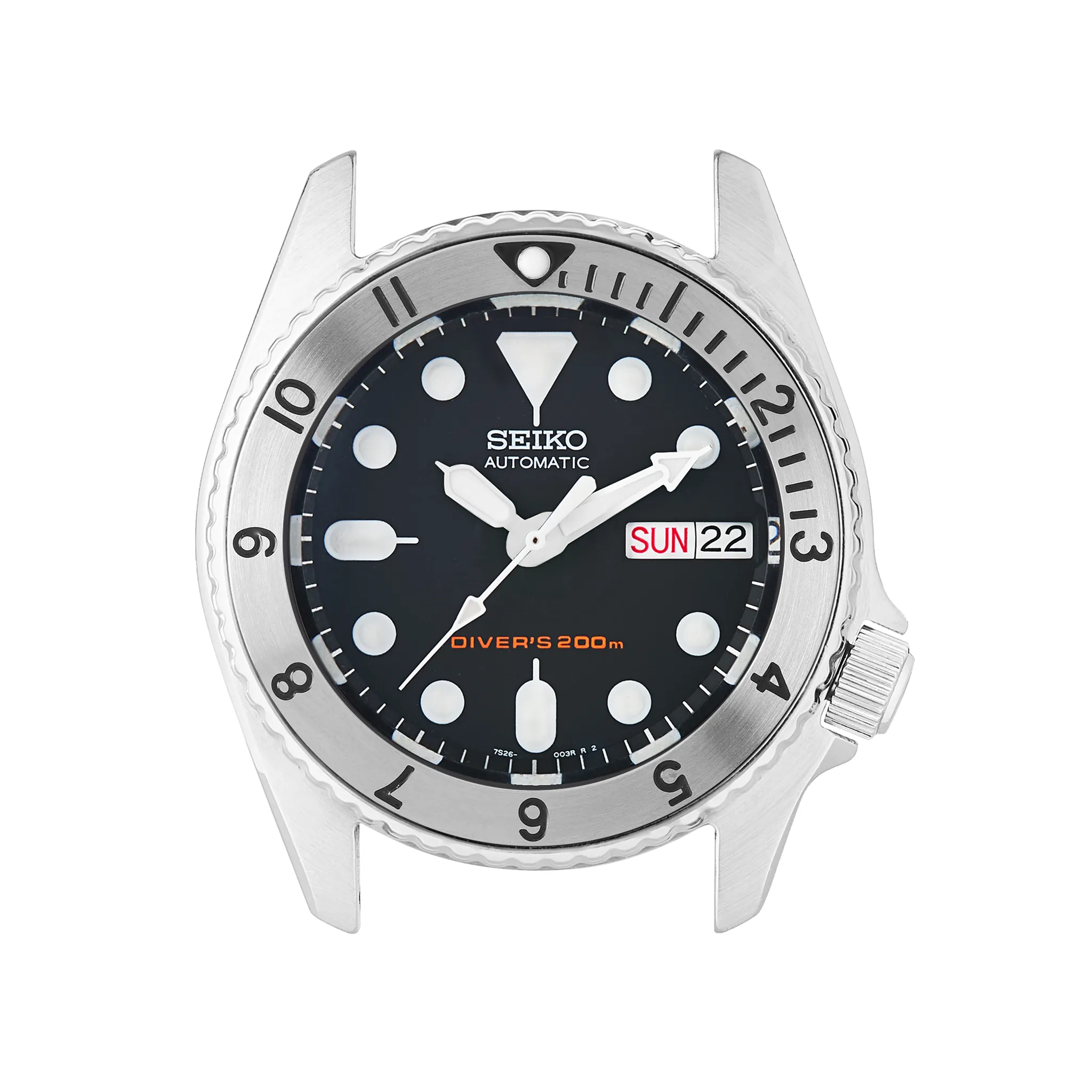 SKX013 Steel Bezel Insert: Dual Time Mk2 Black Triangle with Markers