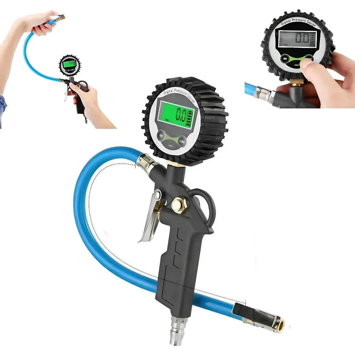 SMAXPro™ Digital Tire Inflator w/ Pressure Gauge: 250 PSI Air Chuck, Car/Bike/Truck