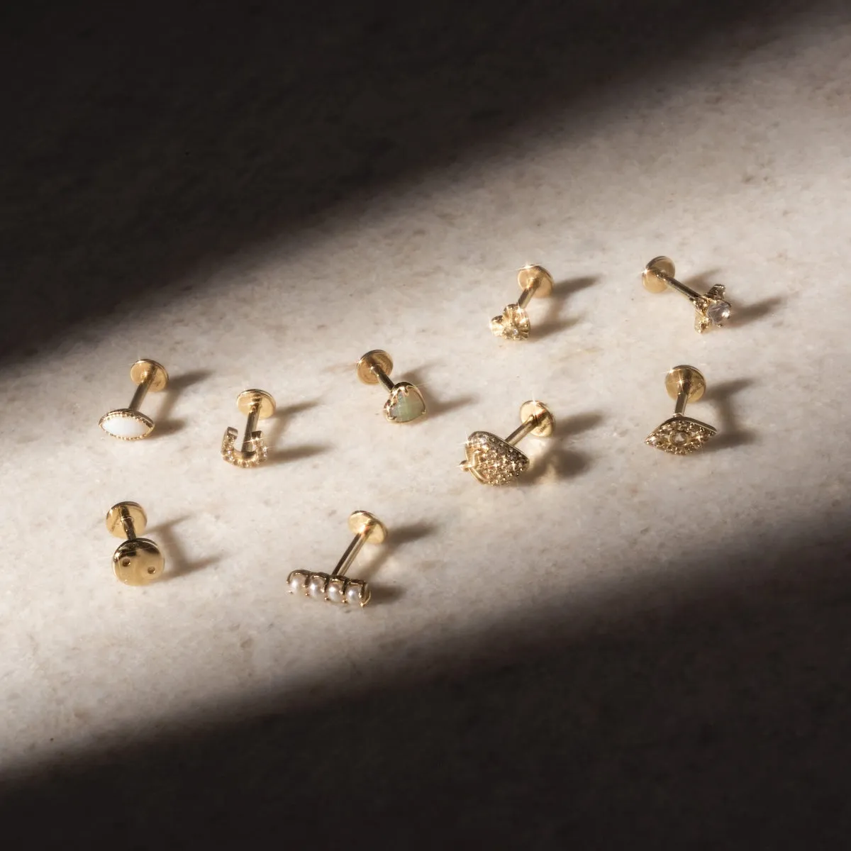 Solid Gold Flat Back Studs