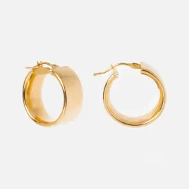 Solid Gold Flat Chunky Hollow Hoops