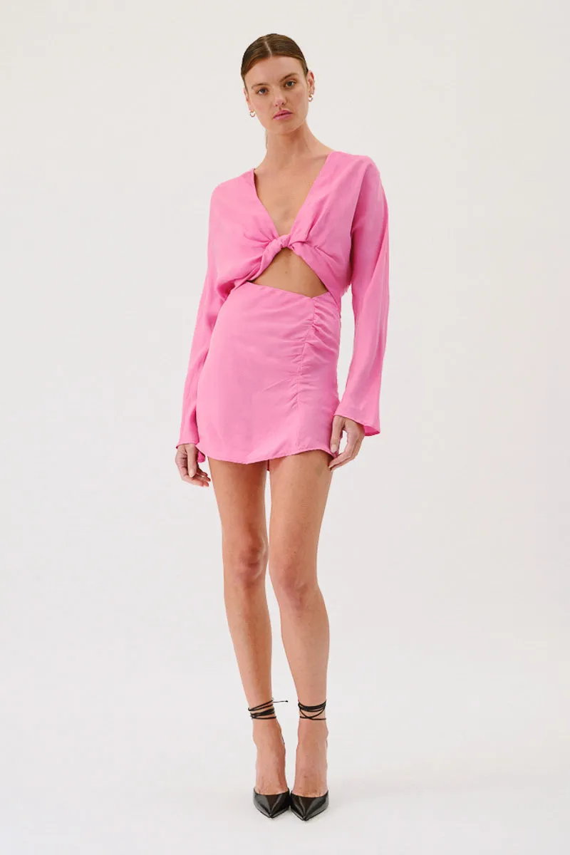 Suboo - Jasper Long Sleeve Twist Front Mini Dress in Pink