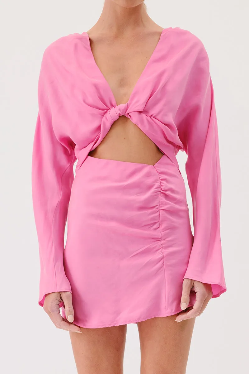 Suboo - Jasper Long Sleeve Twist Front Mini Dress in Pink