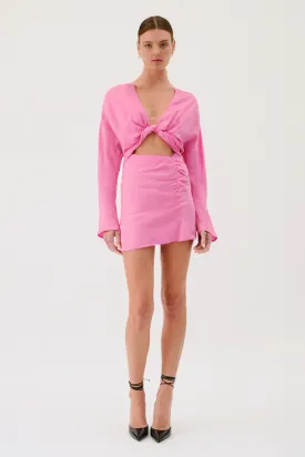 Suboo - Jasper Long Sleeve Twist Front Mini Dress in Pink