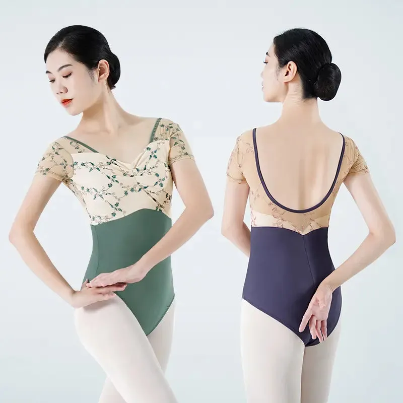 The Daphne Leotard - Embroidered Cap Sleeve - Bridgerton Collection