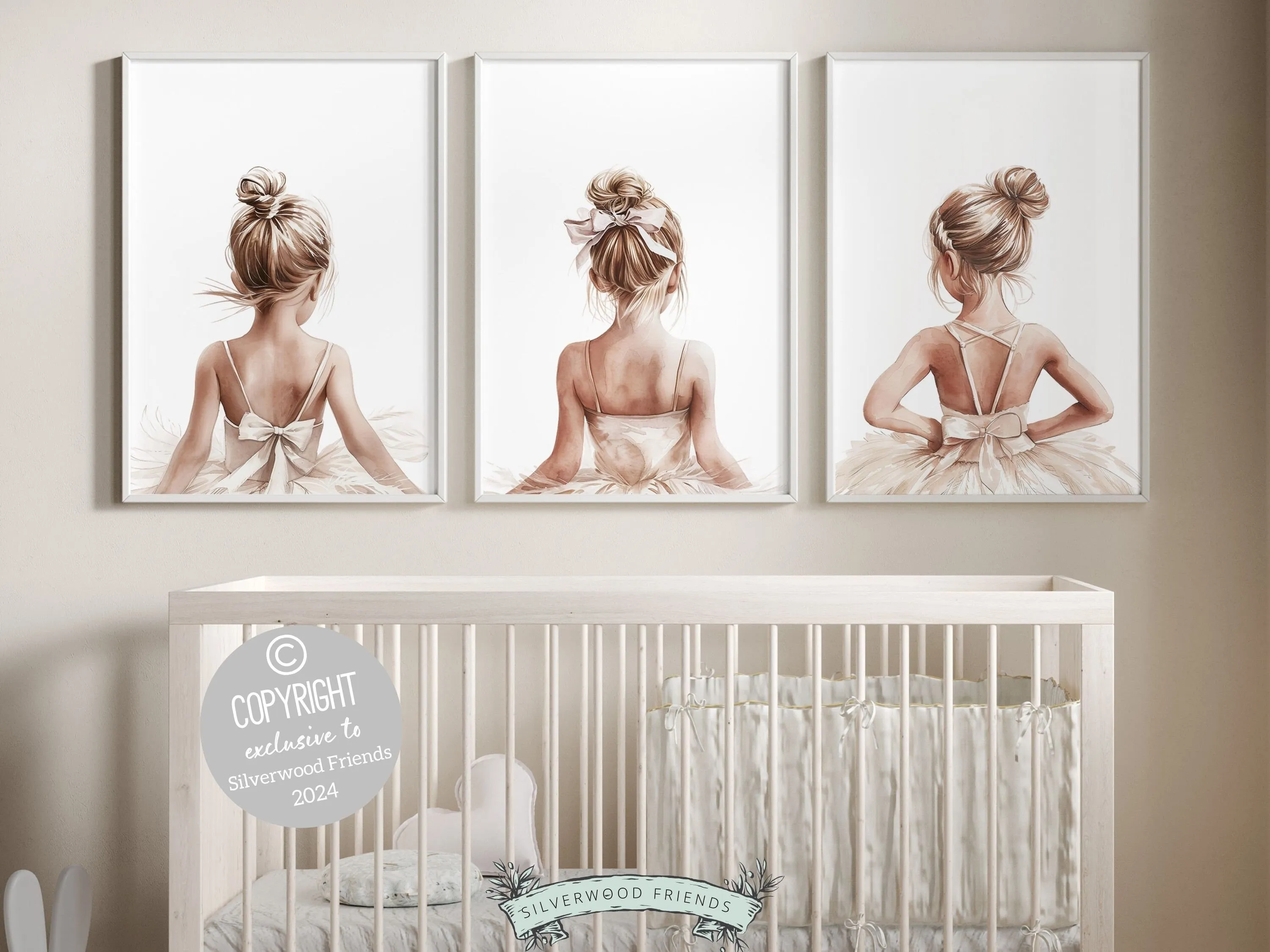 Three Little Ballerina's Nursery Prints