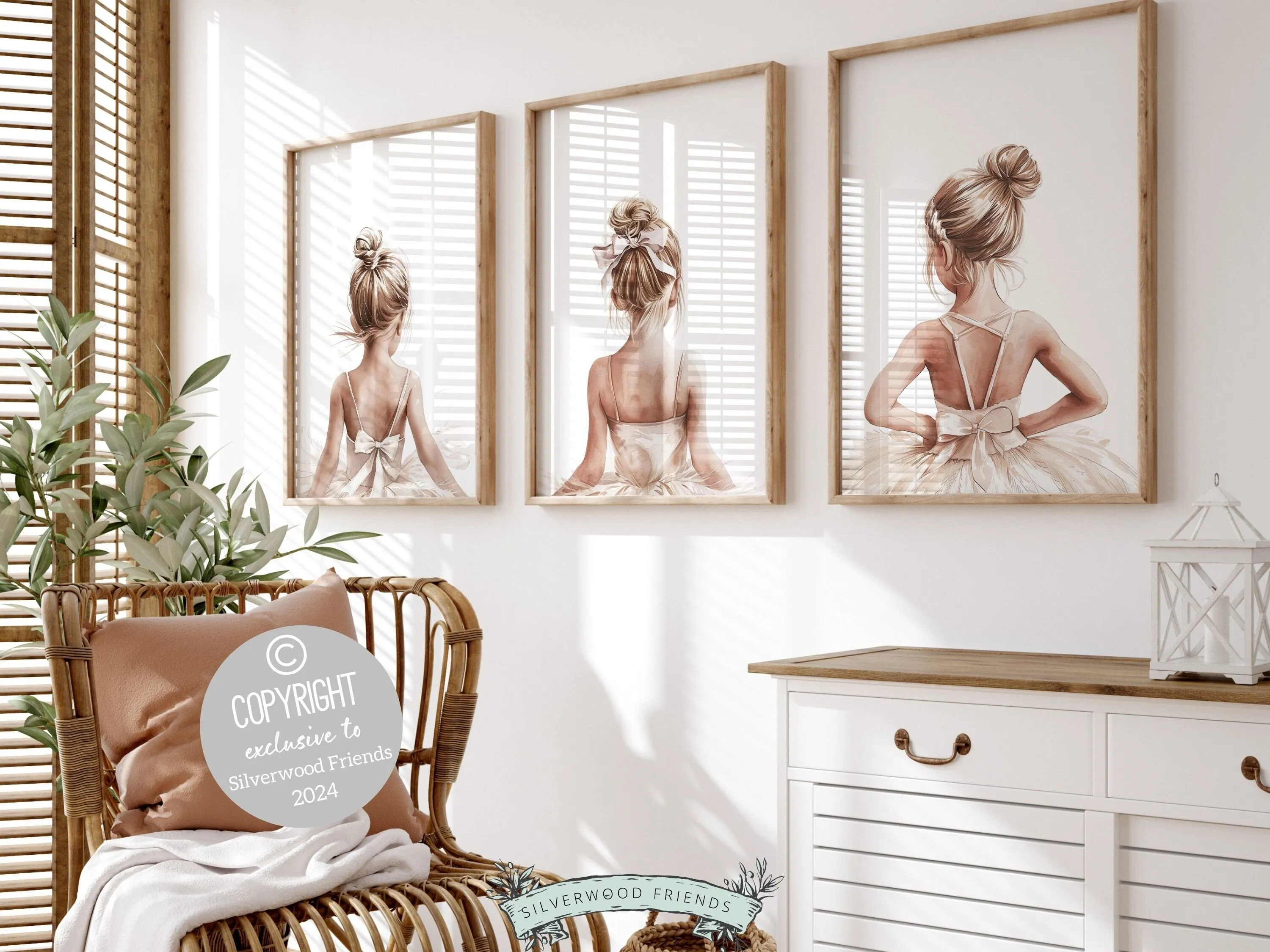 Three Little Ballerina's Nursery Prints