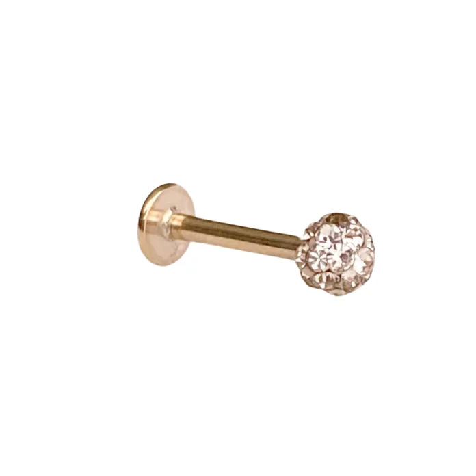 Tiny Crystal Ball Flat Back Earring - Rose Gold