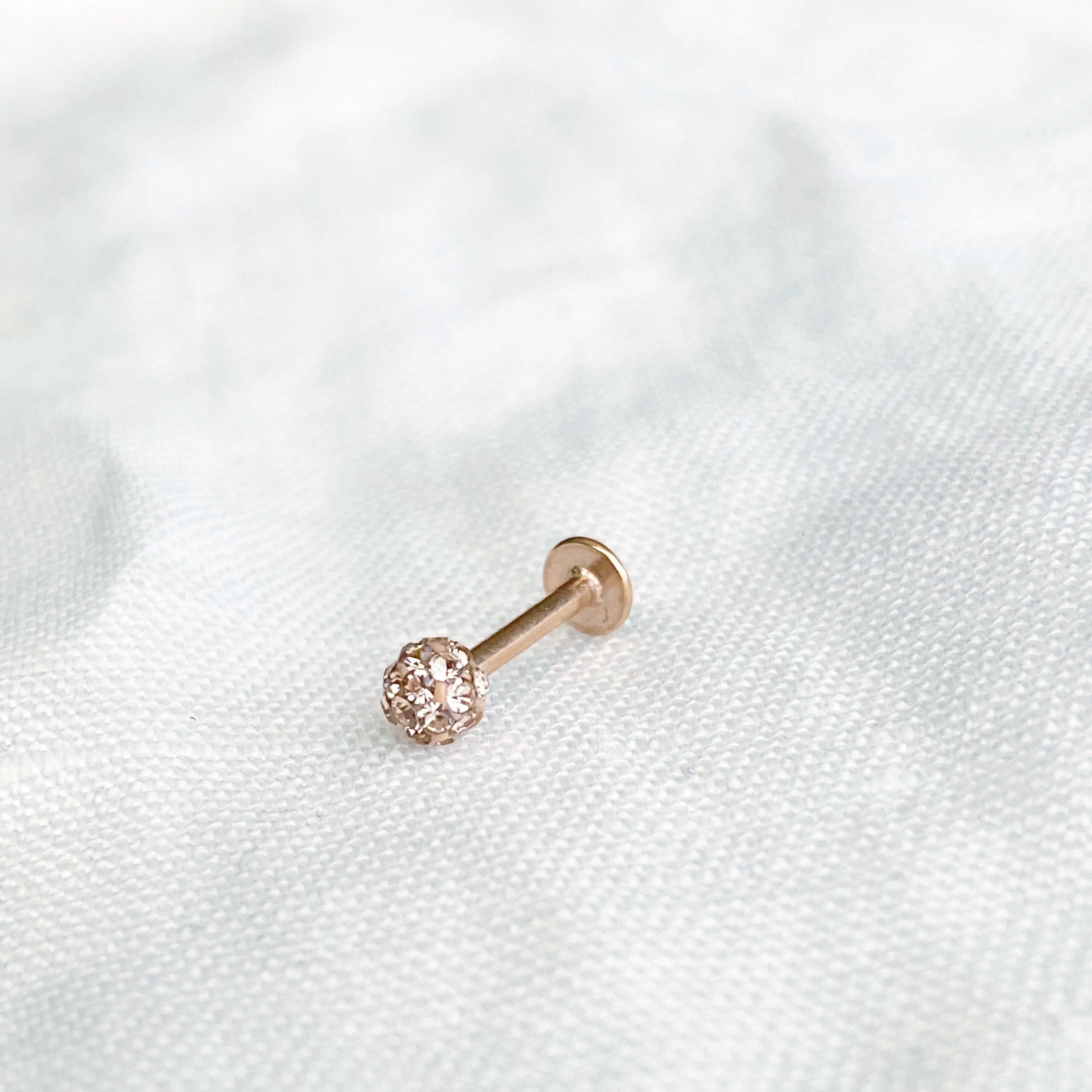 Tiny Crystal Ball Flat Back Earring - Rose Gold