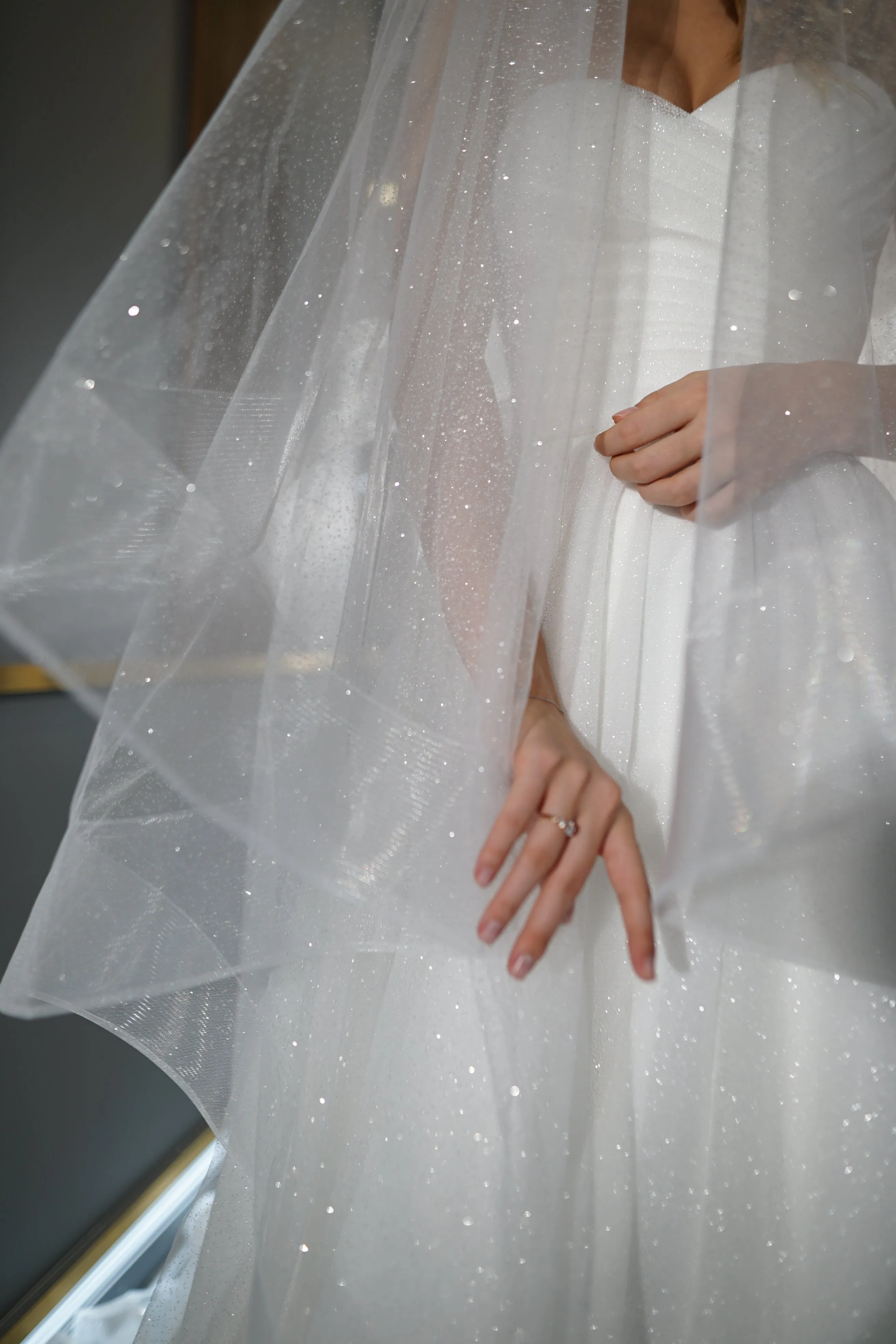 Two-Tier Sparkle Veil Over Ice