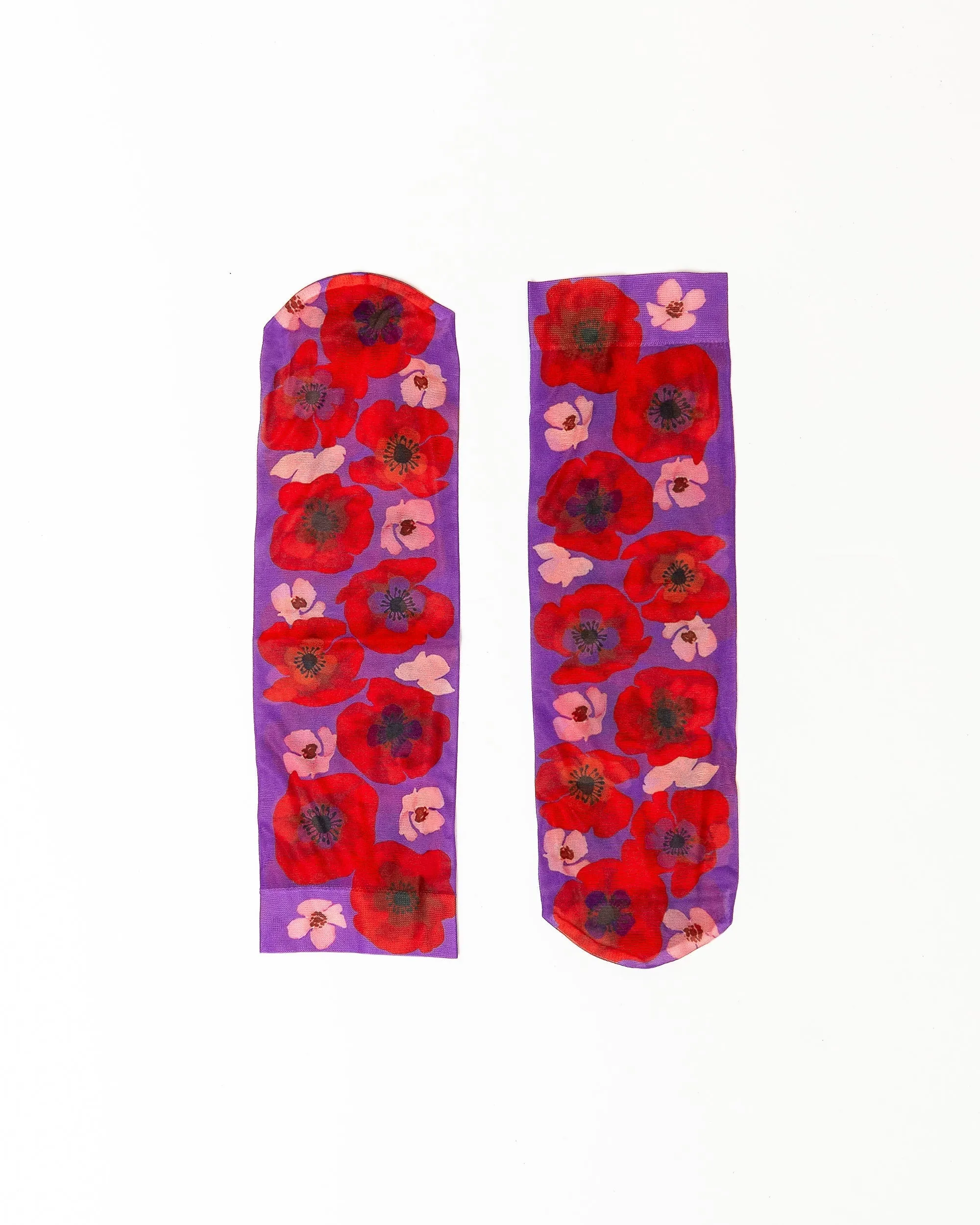 Watercolor Poppy Printed Ankle Sock