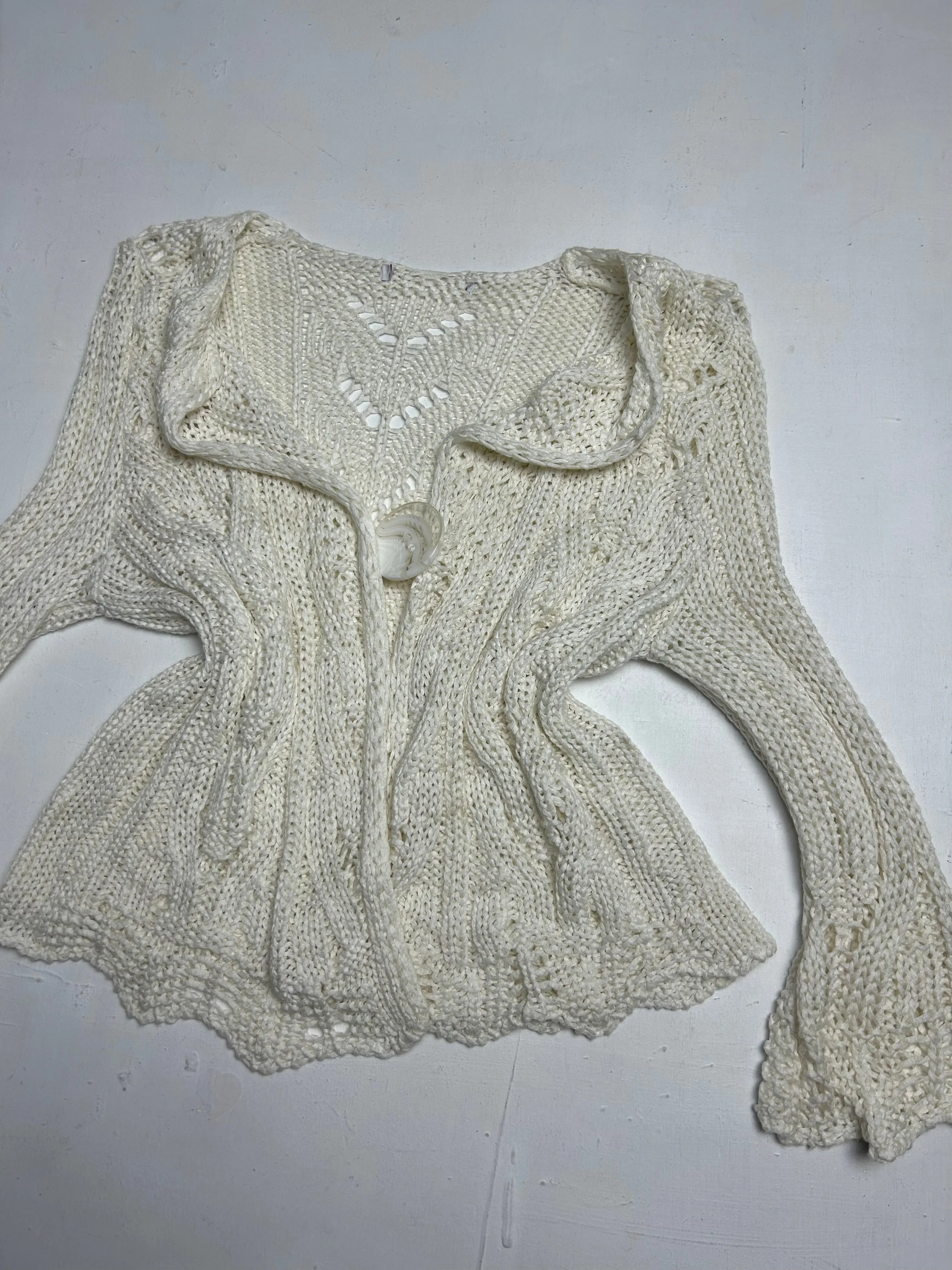 White cream crochet ballet bolero cardigan jumper (S/M)