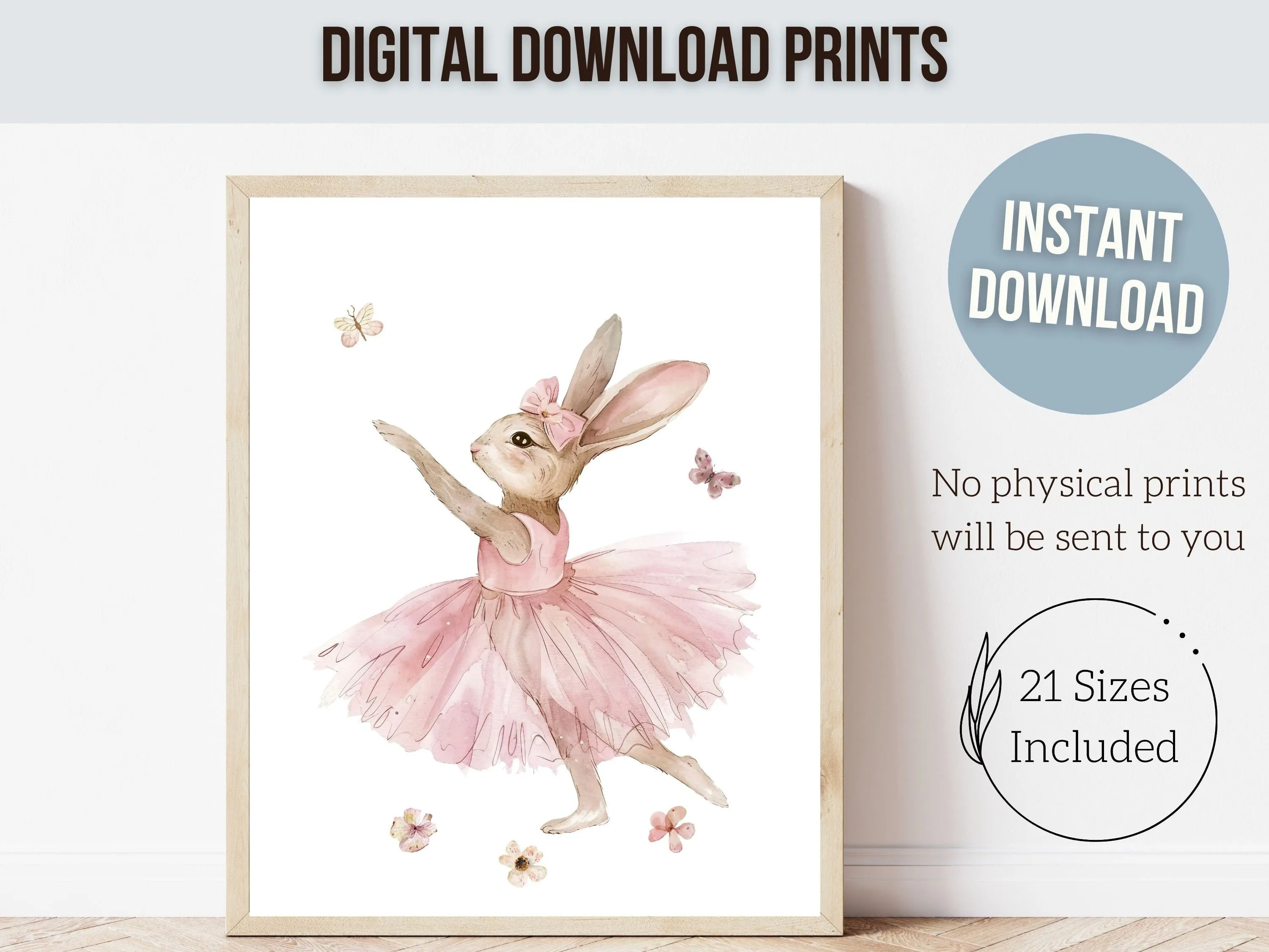 Wildflower Ballet Bunny Nursery Prints